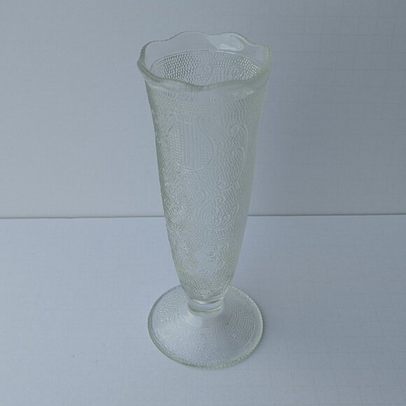 Other - Vintage Jeanette Glass Harp & Lyre Bud Vase Scalloped Rim 7.5" Tall